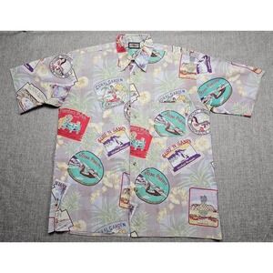VINTAGE Avirex Hawaiian Shirt Mens Extra Large Aloha Button Up Short Sleeve 90s